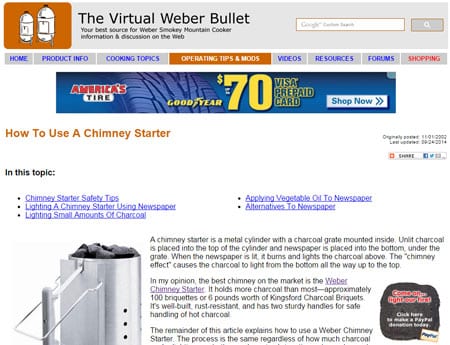 Leaderboard 728x90 banner ad on The Virtual Weber Bullet