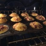 Barbecue breakfast cupcakes baking in the oven