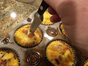 Testing for doneness with a paring knife