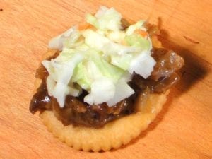Chopped pork cracker with coleslaw