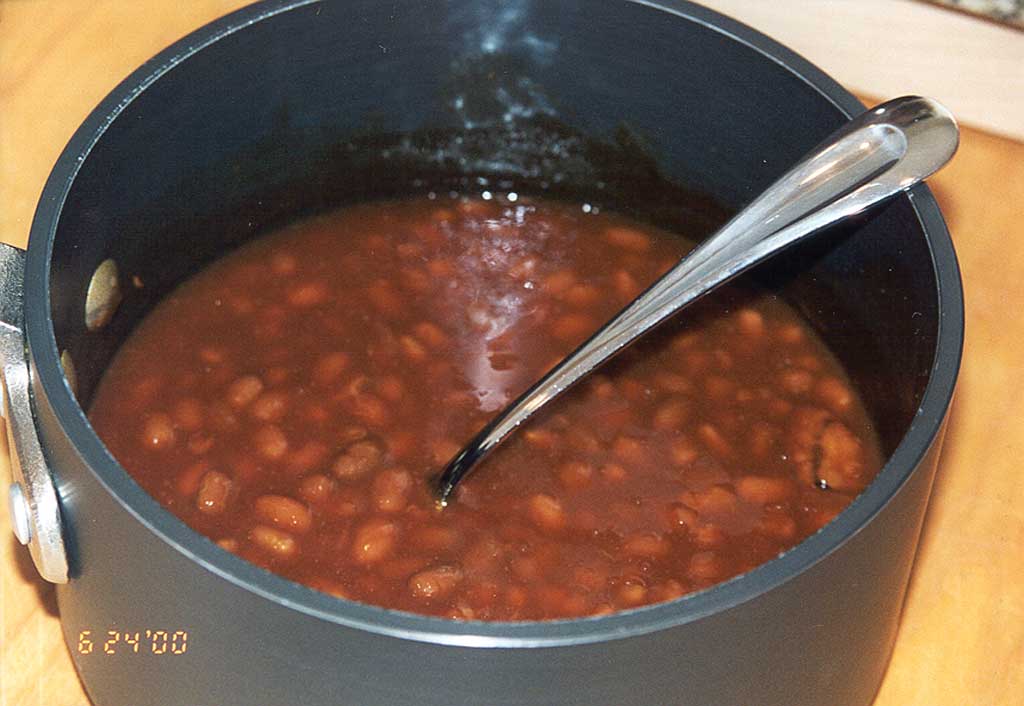 Beans heated and ready to serve