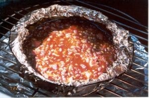 Slow cooking beans in the Weber Smokey Mountain Cooker