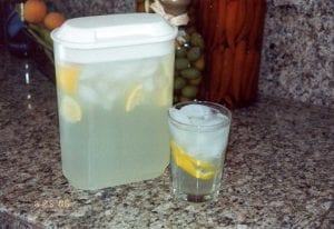 Finished lemonade in a glass