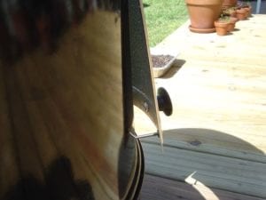 View showing the access door propped wide open