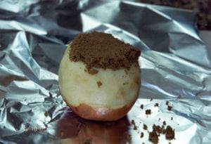 Apple topped with brown sugar