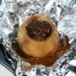Baked apple stuffed with Snickers bar