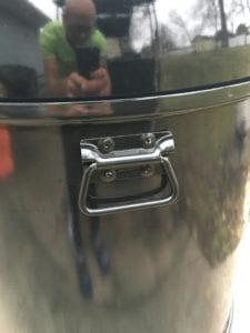 Close-up of metal chest handle
