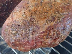 Close-up of rubbed meat