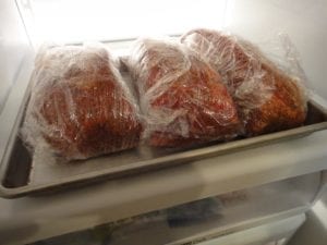 Rubbed top sirloin chunks refrigerated overnight