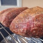 Roast chunks go into the smoker