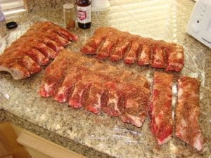 Beef back ribs rubbed and ready for the WSM
