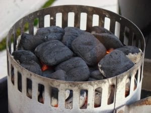 Lighting 40 briquettes in an upside down Weber chimney starter