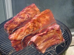 Ribs go into the smoker