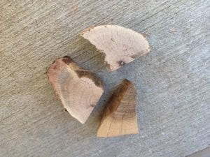 Three chunks of oak smoke wood