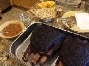 Beef chuck short ribs with beans, slaw and cornbread muffins