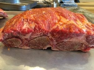 End view of chuck short rib bones