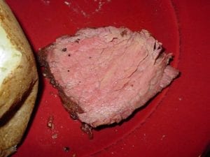 Slice of tenderloin on plate