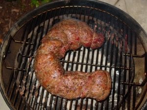 Searing the tenderloin over direct heat