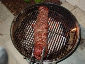 Holding the tenderloin on edge during searing