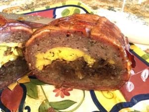 Interior view of breakfast bacon weave fatty