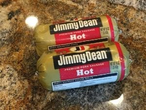 Two 16-oz packages of Jimmy Dean Hot Pork Sausage