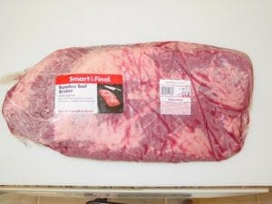 Whole, untrimmed brisket in Cryovac