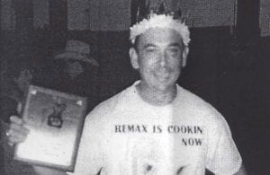 Mike Scrutchfield shows off a first place trophy and crown at the 1993 American Royal Open