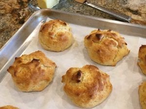 Close-up of Secret Ingredient biscuits with butter