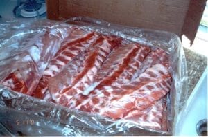 Case of pork loin back ribs