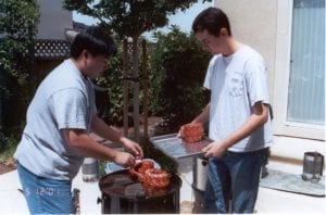 Ribs go into the Weber Bullet