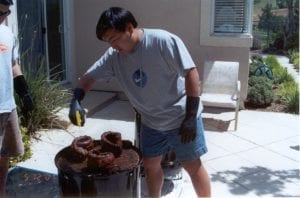Basting the ribs