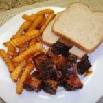 Burnt ends with seasoned fries