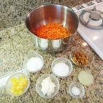 Carrot salad ingredients ready for assembly