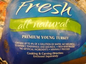 Butterball "fresh, all-natural" enhanced turkey