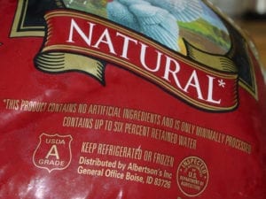 Label indicates only retained water from processing