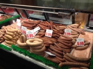 Dittmer's sausages in the meat case