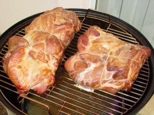 Finished buckboard bacon coming out of the WSM