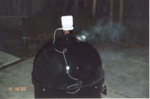 Smoke venting from the Weber Bullet