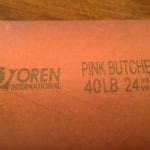 Close-up view of pink butcher paper