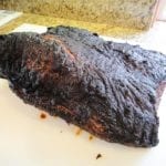 Brisket on cutting board fat-side up