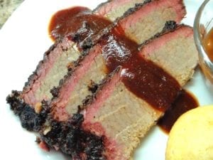 Close-up of brisket smoke ring