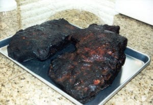Two finished briskets