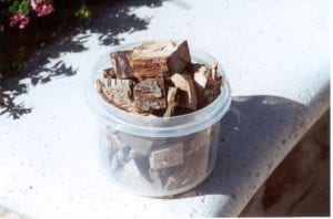 Six cups of dry pecan wood chunks