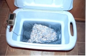 Holding brisket above 140°F in cooler