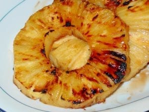 Close-up of grilled pineapple slice