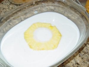 Coating slices with coconut milk