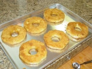 Slices coated with sugar mixture