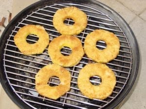Pineapple slices on the grill