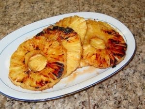 Platter of grilled pineapple slices