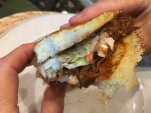 Interior view of pork butt hoecake